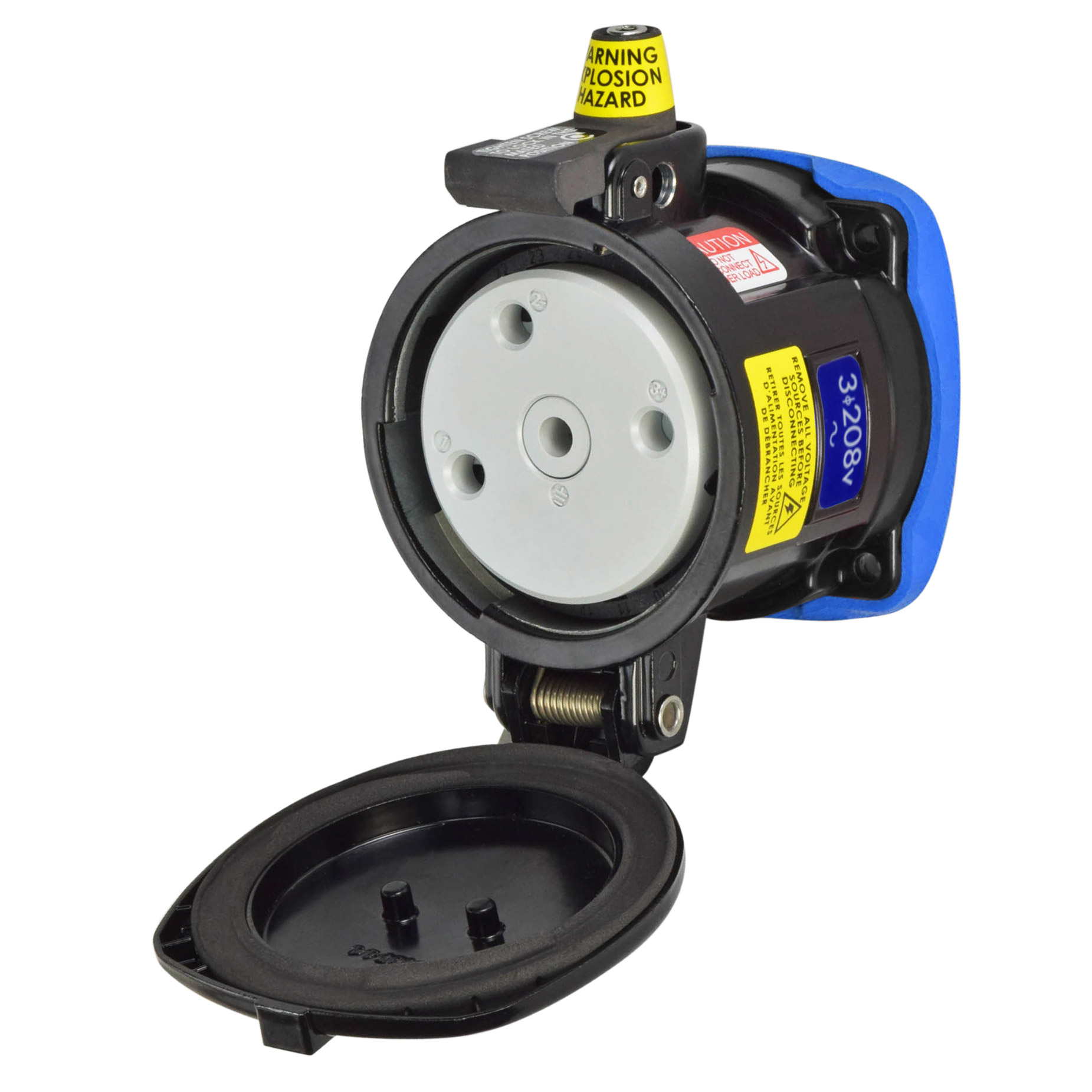 36-64163-HAZ - DS60 RECEPTACLE METAL BLACK SIZE 4 TYPE 4X 3P+G 60A 208 VAC 60 Hz NO AUX